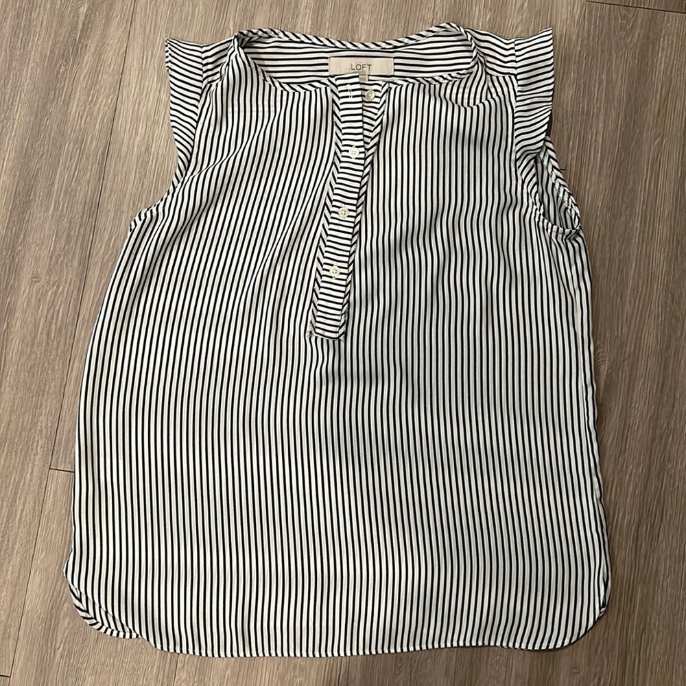 Loft Flutter Sleeve Striped Blouse